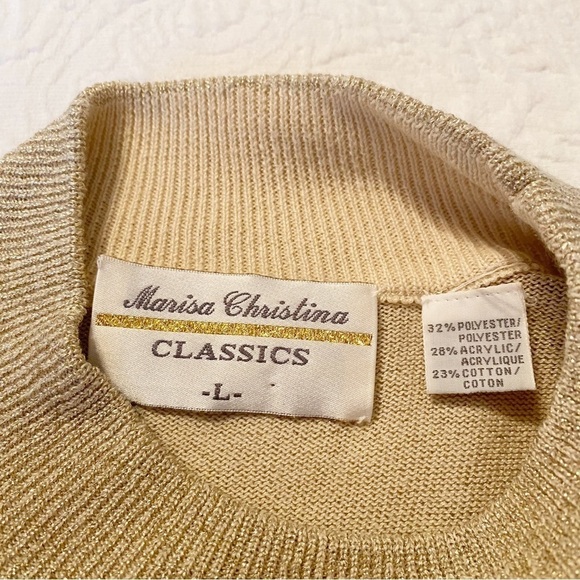 Marisa Christina Gold Metallic Mock Turtleneck Sweater -Large - Picture 3 of 8